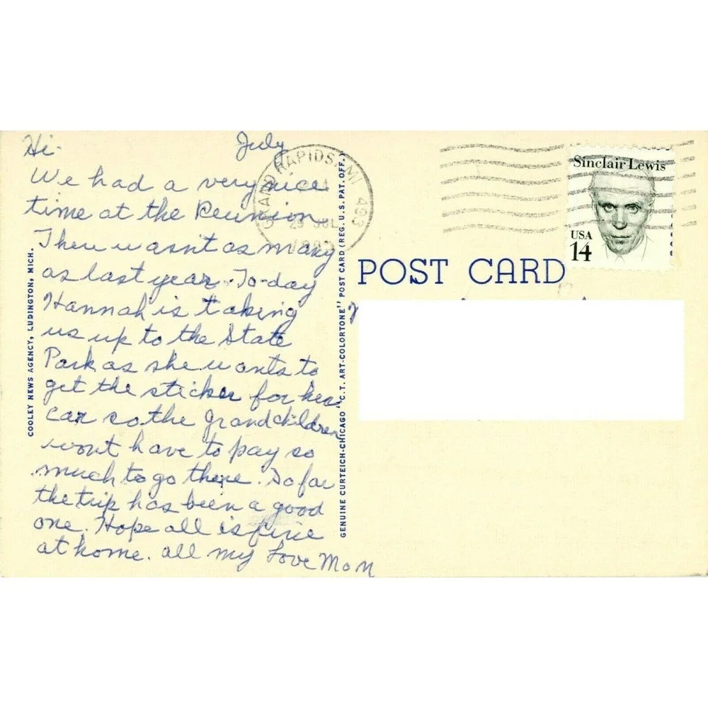 Vintage‎ Postcard Ludington Michigan Municipal Building Travel Posted USA